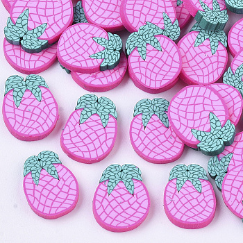 Handmade Polymer Clay Cabochons, Pineapple, Violet, 11~12.5x8.5~10x1.5~2mm, about 4700pcs/940g