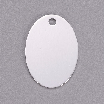 Aluminum Pendants, Stamping Blank Tag, Oval, Silver, 38x25x1mm, Hole: 3mm
