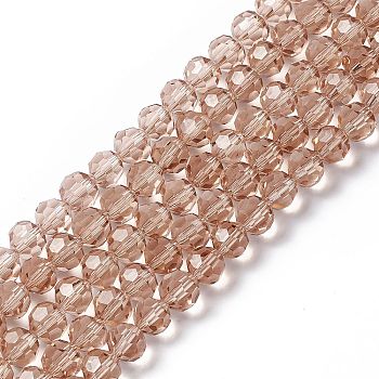 Glass Beads Strands, Faceted(32 Facets), Round, BurlyWood, 8mm, Hole: 1mm, about 70~72pcs/strand, 22.6 inch