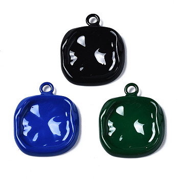 Spray Painted Alloy Pendants, Cadmium Free & Nickel Free & Lead Free, Rectangle, Mixed Color, 22.5x18x3mm, Hole: 2mm