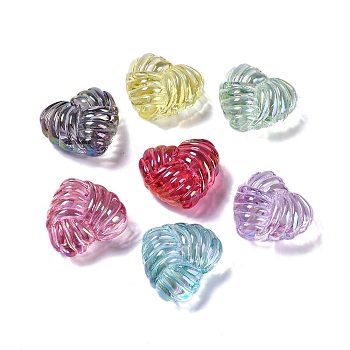 UV Plating Iridescent Acrylic Beads, Clear Heart, Mixed Color, 20x22x11.5mm, Hole: 2.5mm