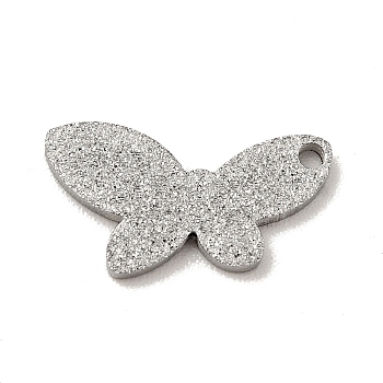 304 Stainless Steel Pendants, Textured, Butterfly, Stainless Steel Color, 7x13x1mm, Hole: 1mm