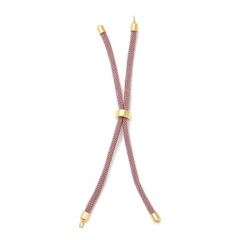 Nylon Twisted Cord Bracelet Making, Slider Bracelet Making, with Eco-Friendly Brass Findings, Round, Golden, Pale Violet Red, 8.66~9.06 inch(22~23cm), Hole: 2.8mm, Single Chain Length: about 4.33~4.53 inch(11~11.5cm)