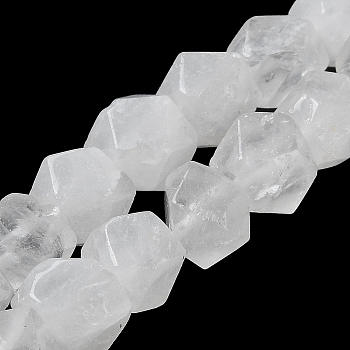 Natural Quartz Crystal Star Cut Round Beads Strands, Rock Crystal Beads, Faceted, 7~8.5x7~8.5x7~8.5mm, Hole: 1.2mm, about 25~26pcs/strand, 8.39''~8.62''(21.3~21.9cm)