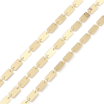 Brass Rectangle Link Chains, Unwelded, with Spool, Real 18K Gold Plated, 9x5x0.2mm