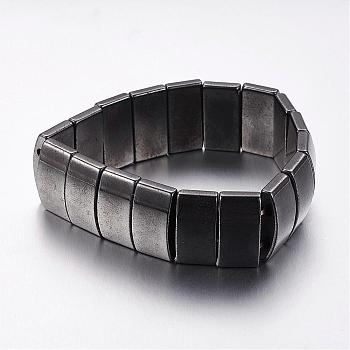 Valentines Gift for A Guy Stretchy Magnetic Synthetic Hematite Bracelet, about 6.1cm in diameter, bead: 18mm wide, 10mm long, 5mm thick, about 18pcs/strand