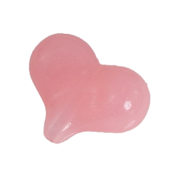 Acrylic Beads, Imitation Jelly, Heart, Flamingo, 16.8x21.7x9mm, Hole: 1.5mm, about 315pcs/bag