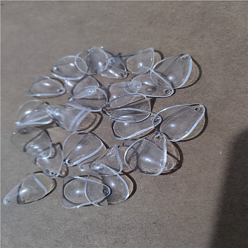 Transparent Acrylic Beads, Leaf, Clear, 18x13mm