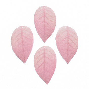 Polyester Organza Fabric Big Pendants, For DIY Jewelry Making Crafts, Leaf, Light Coral, 40x23mm, Hole: 0.5mm