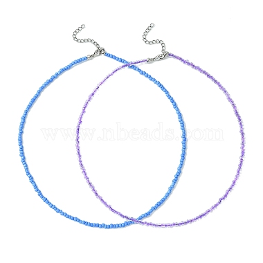 2pcs 2 collier de perles de graines de verre de couleur(NJEW-FZ00010)-2