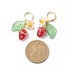 Lampwork Strawberry with Plastic Pearl Flower Dangle Leverback Earring(EJEW-TA00130)-4