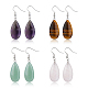 4 Pairs 4 Styles Natural Mixed Stone Teardrop Dangle Earrings with Steel Iron Pins for Women(EJEW-FI0003-18)-1