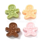 Gingerbread Man Christmas Theme Opaque Resin Cabochons, Mixed Shapes, Mixed Color, 15x14.5x7mm(RESI-B037-02)