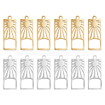 12Pcs 2 Colors 201 Stainless Steel Pendants, Rectangle with Sun, Mixed Color, 27.5x10.5x1.5mm, Hole: 1.8mm, 6pcs/color(FIND-UN0003-98)