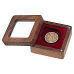 Square Black Walnut Wooden Coin Storage Boxes, with Acrylic Clear Window, Magnetic, Jewelry Gift Case, Dark Red, 6.8x6.8x3.4cm(CON-WH0099-62A)