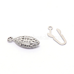316 Surgical Stainless Steel Box Clasps, Horse Eye, Stainless Steel Color, 21.5x7x4mm, Hole: 1.2mm(STAS-WH0009-05P)