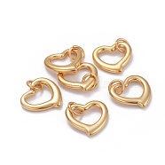 304 Stainless Steel Open Heart Charms, with Jump Ring, Golden, 14x14x2mm, Hole: 4mm(STAS-L218-14G)