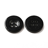 Resin Buttons, Dyed, Flat Round, Black, 15x2.5mm(RESI-D033-15mm-02)