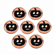 Epoxy Resin Pendants, for Halloween, Flat Round with Pumpkin, Light Salmon, 38.5x2mm, Hole: 1.4~1.6mm(RESI-S379-022B-01)