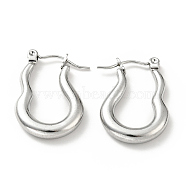 304 Stainless Steel Twist Oval Hoop Earrings for Women, Stainless Steel Color, 23.5x17x3.5mm, Pin: 0.8mm(EJEW-G293-07P)