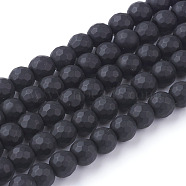 Synthetic Black Stone Beads Strands, Dyed, Faceted, Frosted, Round, Black, 6mm(G-C059-6mm-1)