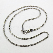 304 Stainless Steel Necklaces Men's Rope Chain Necklaces, with Lobster Claw Clasps, Stainless Steel Color, 17.7 inch(45cm)(NJEW-G038-101)
