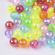 Transparent Acrylic Beads, AB Color, Round, Mixed Color, 6x5.5mm, Hole: 1.8mm, about 500pcs/50g(X-MACR-S299-001A)