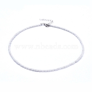 Glass Seed Beaded Necklaces, with 304 Stainless Steel Lobster Claw Clasps, White, 15.9 inch(40.5cm)(NJEW-JN02811-01)