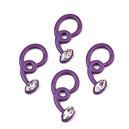 Spray Painted Alloy Pendants, with Glass, Cadmium Free & Lead Free, Purple, 29.5x15x4mm(PALLOY-S132-225-RS)