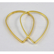 Brass Links, teardrop, plated in golden color, about 25mm wide, 38mm long, 1mm thick(X-EC03125x38mm-G)