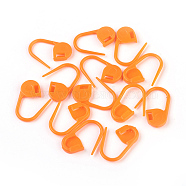 Eco-Friendly ABS Plastic Knitting Crochet Locking Stitch Markers Holder, Orange, 22x11x3mm, Pin: 1mm(IFIN-F149-J01)