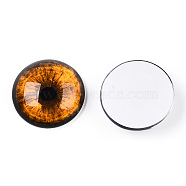 Glass Cabochons, Half Round with Eye, Orange, 20x6.5mm(GGLA-T004-03F)