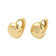 Flat Round Brass Hoop Earrings for Women, Real 18K Gold Plated, 12.5x10.5mm(KK-B089-36G)