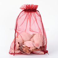 Organza Gift Bags with Drawstring, Jewelry Pouches, Wedding Party Christmas Favor Gift Bags, Dark Red, 23x17cm(OP-R016-17x23cm-03)