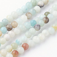 Natural Flower Amazonite Bead Strands, Round, 4~4.5mm, Hole: 1mm, about 85~90pcs/strand, 14.9 inch(38cm)(G-G735-61-4mm)