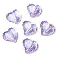 Translucent Resin Cabochons, Glitter Heart, Lilac, 15.5x16x6.5mm(RESI-B016-03E)