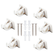 Gorgecraft 6 Sets Plastic Self Adhesive Curtain Rod Hanger, with Iron and Plastic Screws Accessories, Wall Hooks Drapery Pole & Fixings, for Bathroom Kitchen Home Bathroom and Hotel, White, 4.05x4.4x3.3cm(FIND-GF0001-48)
