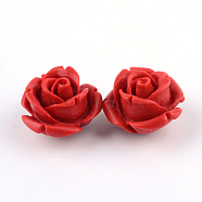 50Pcs Cinnabar Beads, Rose, Red, 10x10x8mm, Hole: 1.5mm(CARL-BT0001-01)