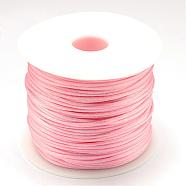 Nylon Thread, Rattail Satin Cord, Pink, 1.5mm, about 49.21 yards(45m)/roll(NWIR-R033-1.5mm-103)
