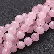 Natural Rose Quartz Beads Strands, Faceted,  Round, Pink, 10mm, Hole: 1mm, about 19pcs/strand, 7.8 inch(G-G099-F10mm-15)