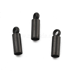 Ion Plating(IP) 304 Stainless Steel Cord Ends, End Caps, Black, 8x2.5mm, Hole: 1.5mm, Inner Diameter: 2mm(STAS-L215-09A-EB)