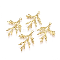 Electroplated Alloy Pendants, Branch, Real 18K Gold Plated, 36x26x3mm, Hole: 1.8mm(X-PALLOY-I176-14G)