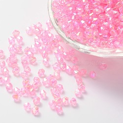 Bicone AB Color Plated Eco-Friendly Transparent Acrylic Beads, Pearl Pink, 4x4mm, Hole: 1mm, about 16600pcs/500g(TACR-A003-4mm-10)