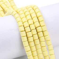 Handmade Polymer Clay Bead Strands, Column, Light Yellow, 6.5x6mm, Hole: 1.2mm, about 61pcs/strand, 15.75 inch(40cm)(X-CLAY-ZX006-01-43)