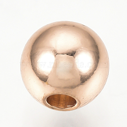 Brass Spacer Beads, Round, Rose Gold, 4mm(X-KK-Q738-4mm-03RG)