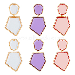 3 Pairs 3 Colors Rhinestone Polygon Dangle Stud Earrings, Light Gold Alloy Long Drop Earrings with Steel Iron Pins, Mixed Color, 88~88.5x47mm, 1 pair/color(EJEW-FI0002-81)