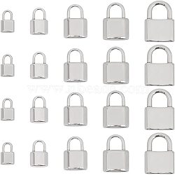 20Pcs 5 Styles 304 Stainless Steel Pendants, Padlock, Stainless Steel Color, 18.5x12x5mm, Hole: 5mm(STAS-UN0024-12)