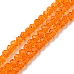 Transparent Glass Beads Strands, Faceted, Rondelle, Orange, 3x2mm, Hole: 0.8mm, about 185~190pcs/strand, 15.5~16 inch(39.3~40.6cm)(GLAA-F078-B02)
