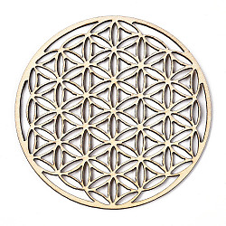 10Pcs Basswood Carved Round Cup Mats, Chakra Flower Of Life Coaster Heat Resistant Pot Mats, for Home Kitchen, PapayaWhip, 100x2mm(DJEW-M006-05-01)