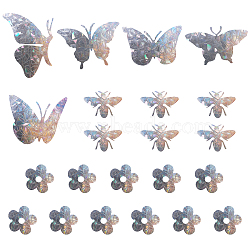 PET Window Stickers Brick Pattern Stickers, Butterfly & Bees & Flower, Clear, 6.2~20.5x7.25~15.6x0.02cm, 22pcs/set(DIY-WH0319-37)